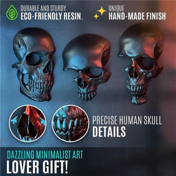 Gothic Wall Decor - Black Skull Decor for Home - Halloween Wall Decor - Picture 4 of 6